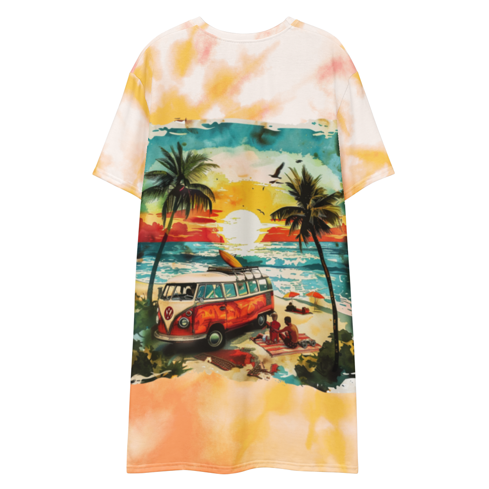 AK Summer Breeze Tee Dress_Orange Sunset Surf