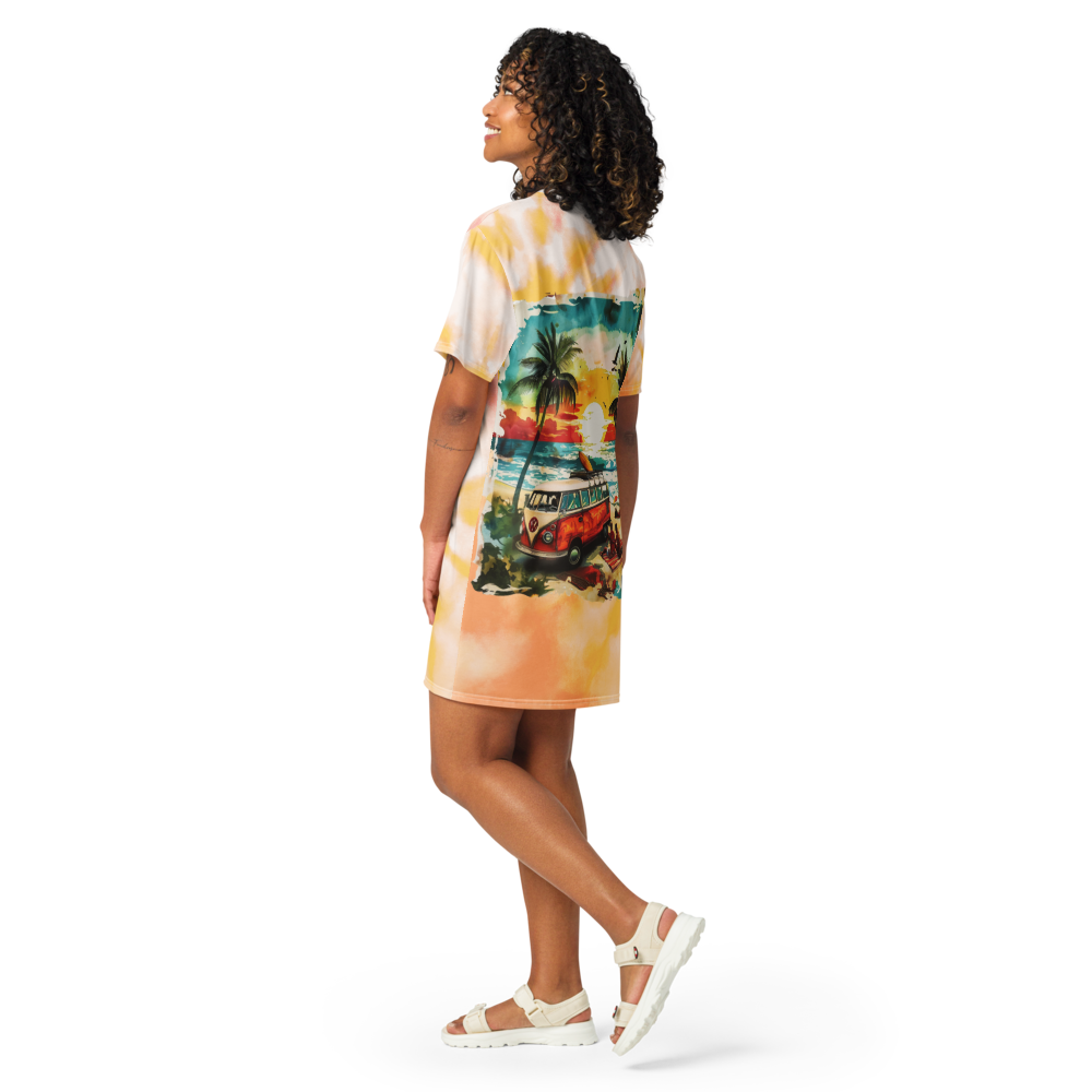 AK Summer Breeze Tee Dress_Orange Sunset Surf