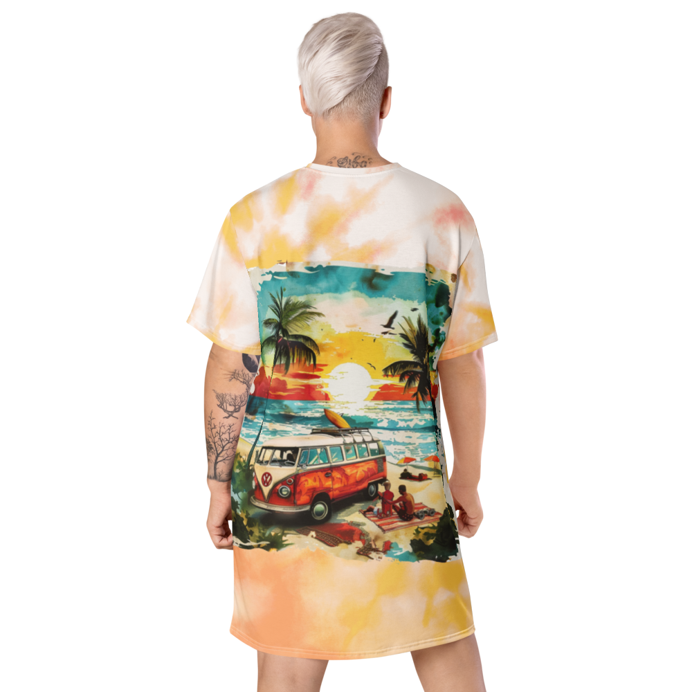 AK Summer Breeze Tee Dress_Orange Sunset Surf