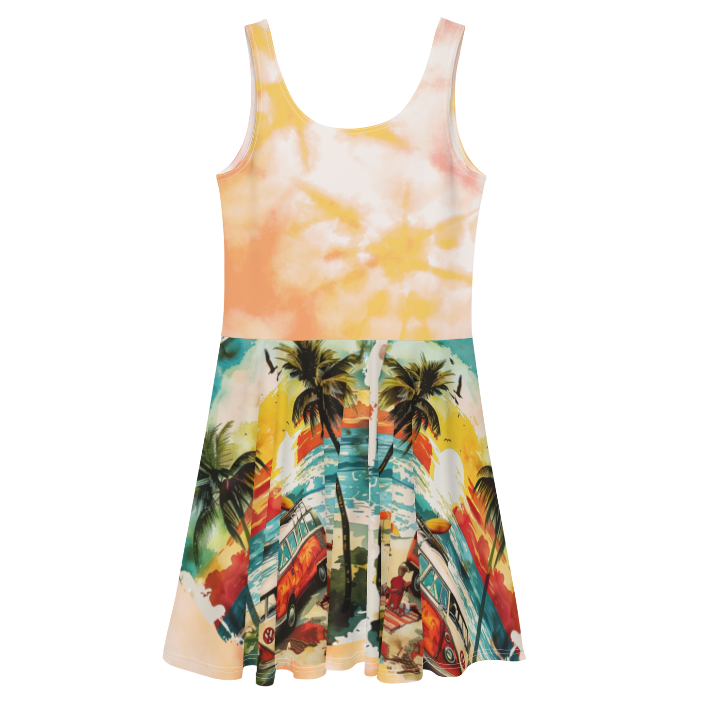 AK Summer Breeze Skater-Dress_ Orange Sunset Surf
