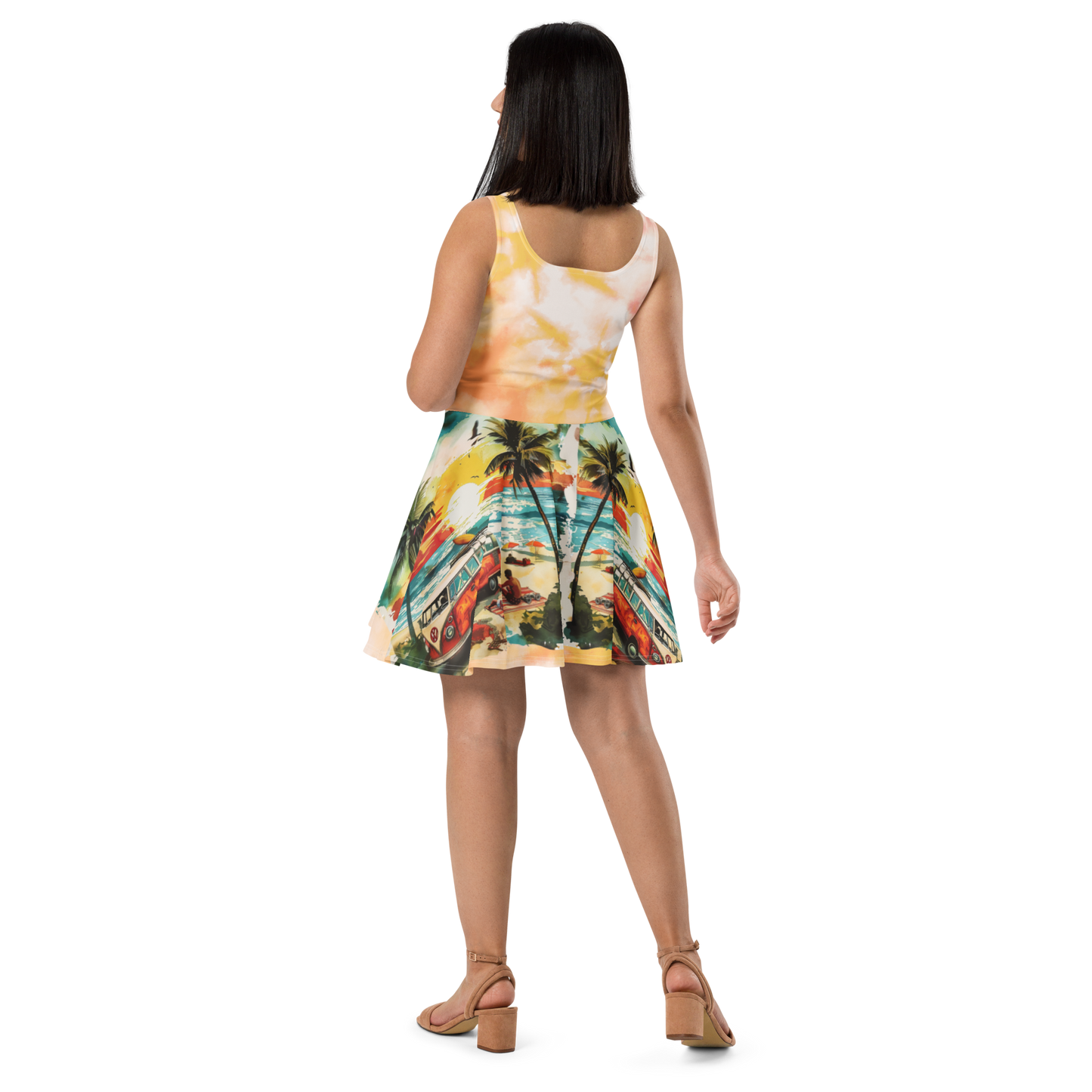 AK Summer Breeze Skater-Dress_ Orange Sunset Surf