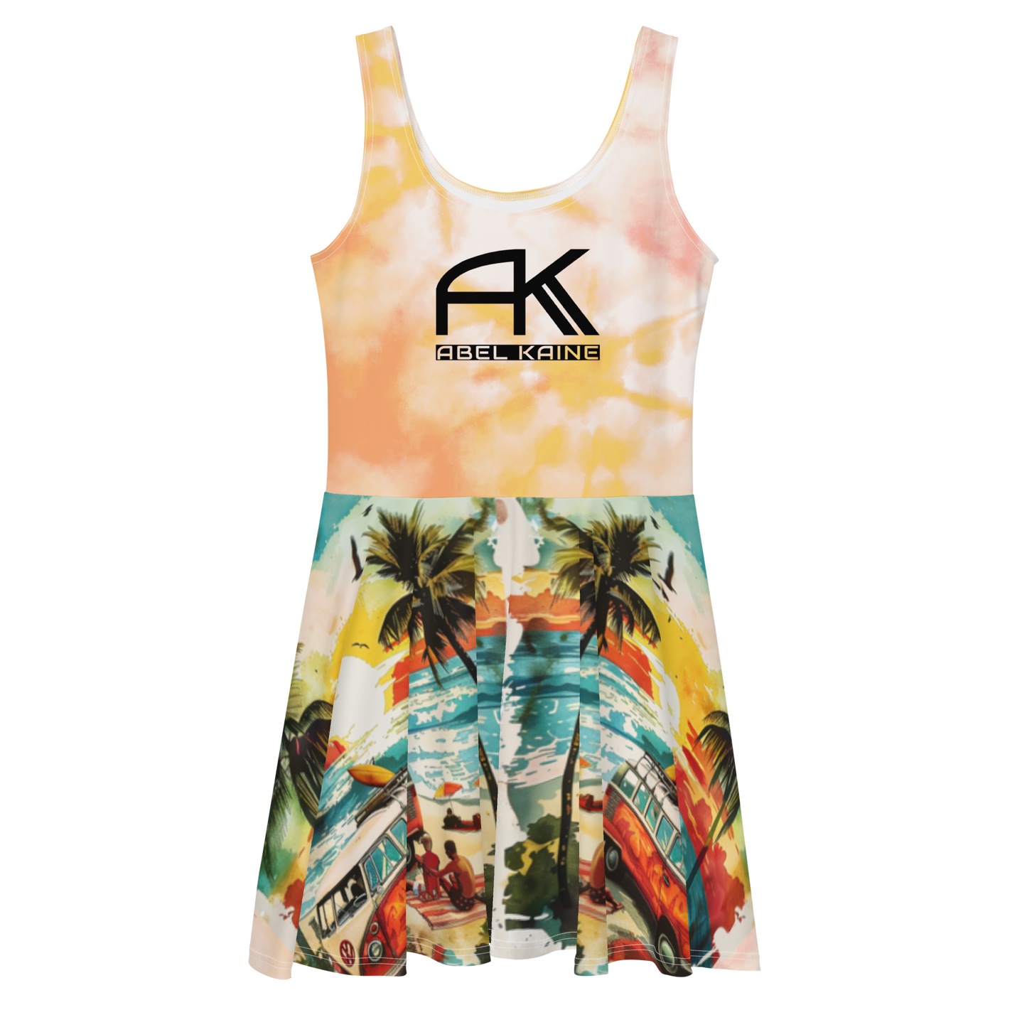 AK Summer Breeze Skater-Dress_ Orange Sunset Surf