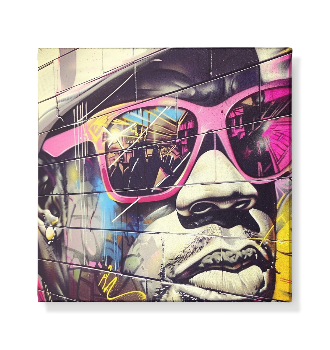 HIP2DAHOP "Pink Glassed Wall" - Leinwand 20x20cm
